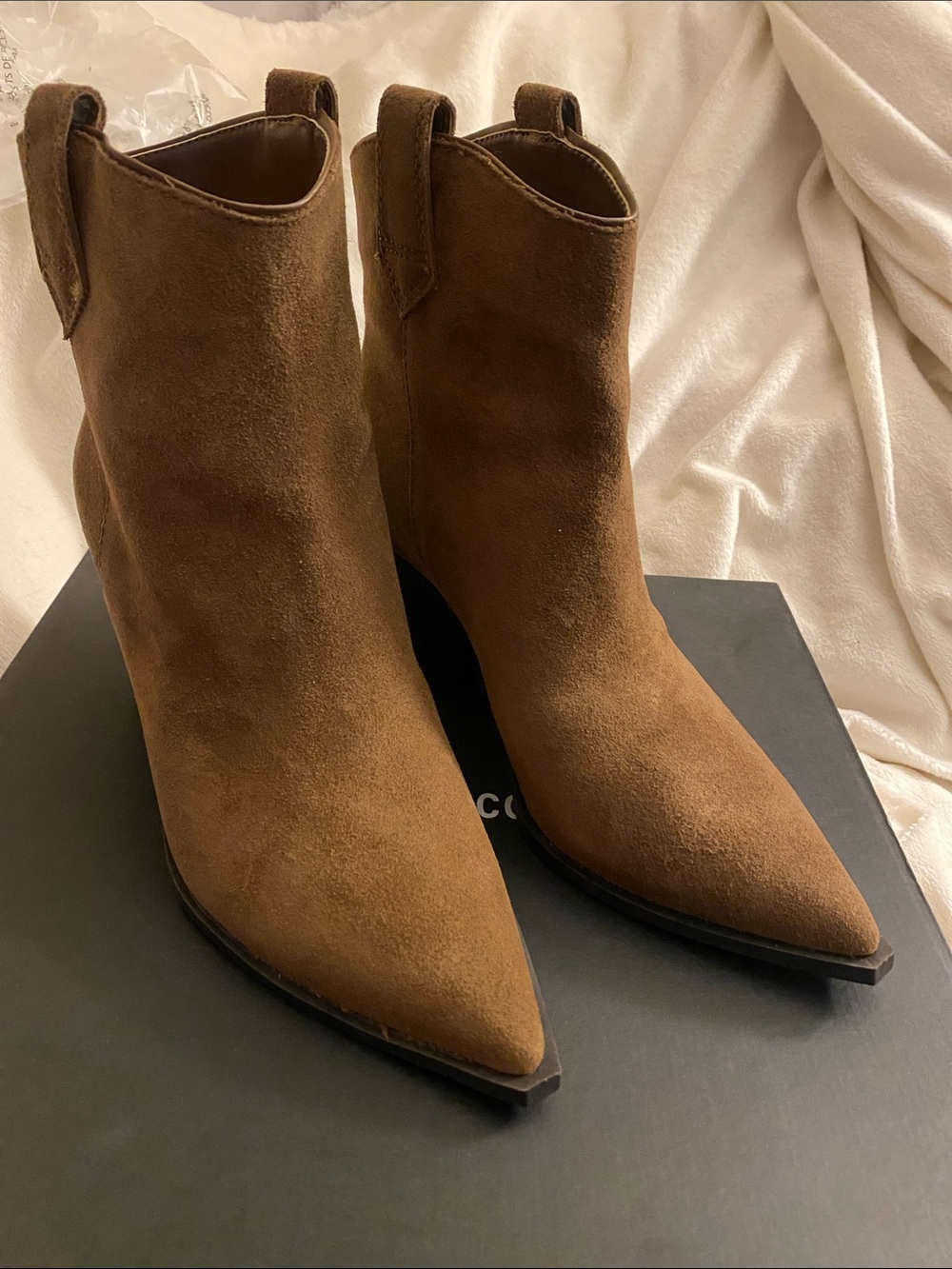 Kenneth Cole New York Kara cocoa brown Suede Pointed Ankle Booties